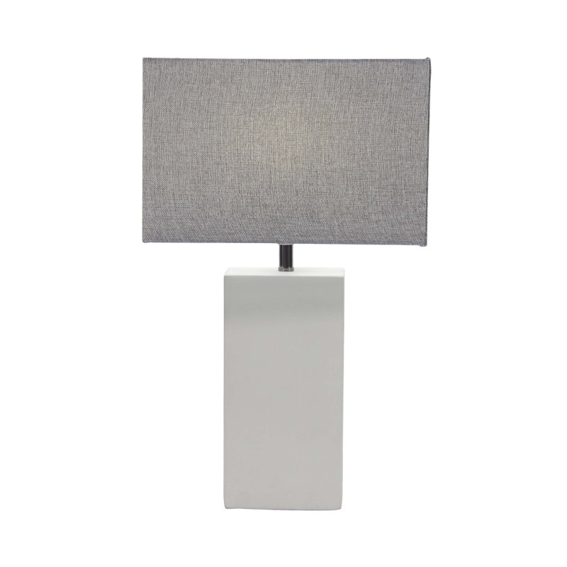 Vaughn Cement Stone Gray Table Lamp with Square Shade