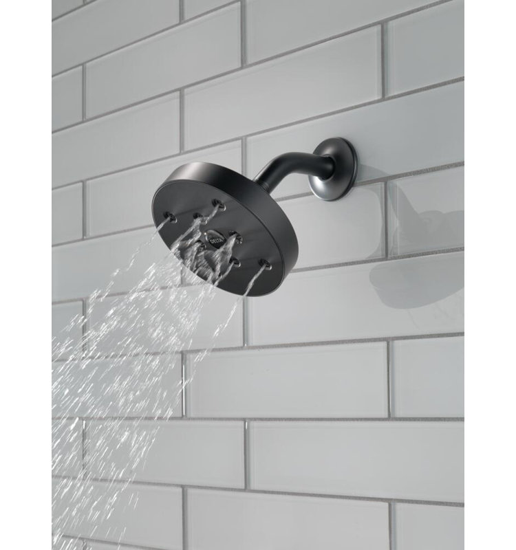 Universal Showering Components Full/Standard Fixed Shower Head with H2Okinetic Technology, Matte Black, 1.5 GPM