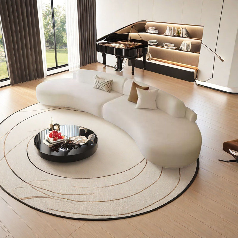 Canapé de style crème semi-circulaire à arc, H 27,56 po x l 125,98 po x P 35,43 po, 5