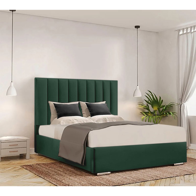 Caylob Upholstered Bed, Small Double, Emerald