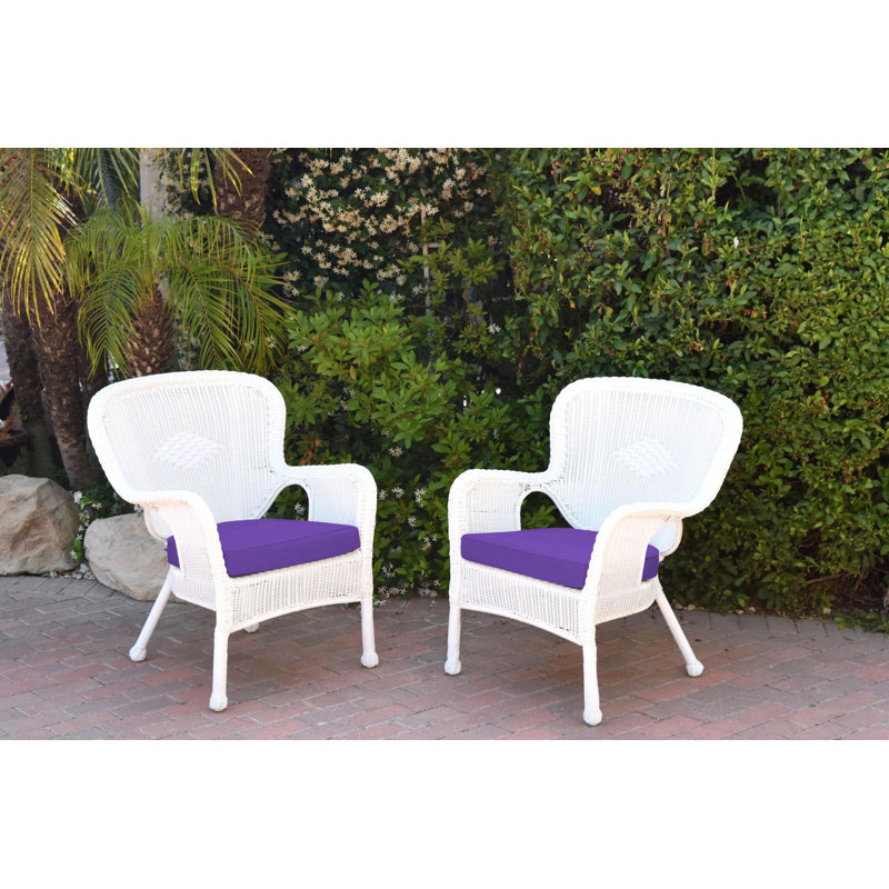 Batchelder Wicker Outdoor Lounge Chair, White, Brick Red
