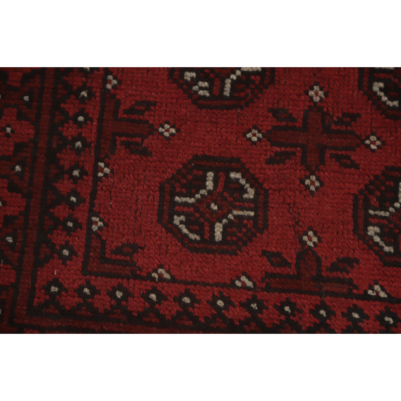 Tapis de vestibule tribal rouge afghan 3 x 4