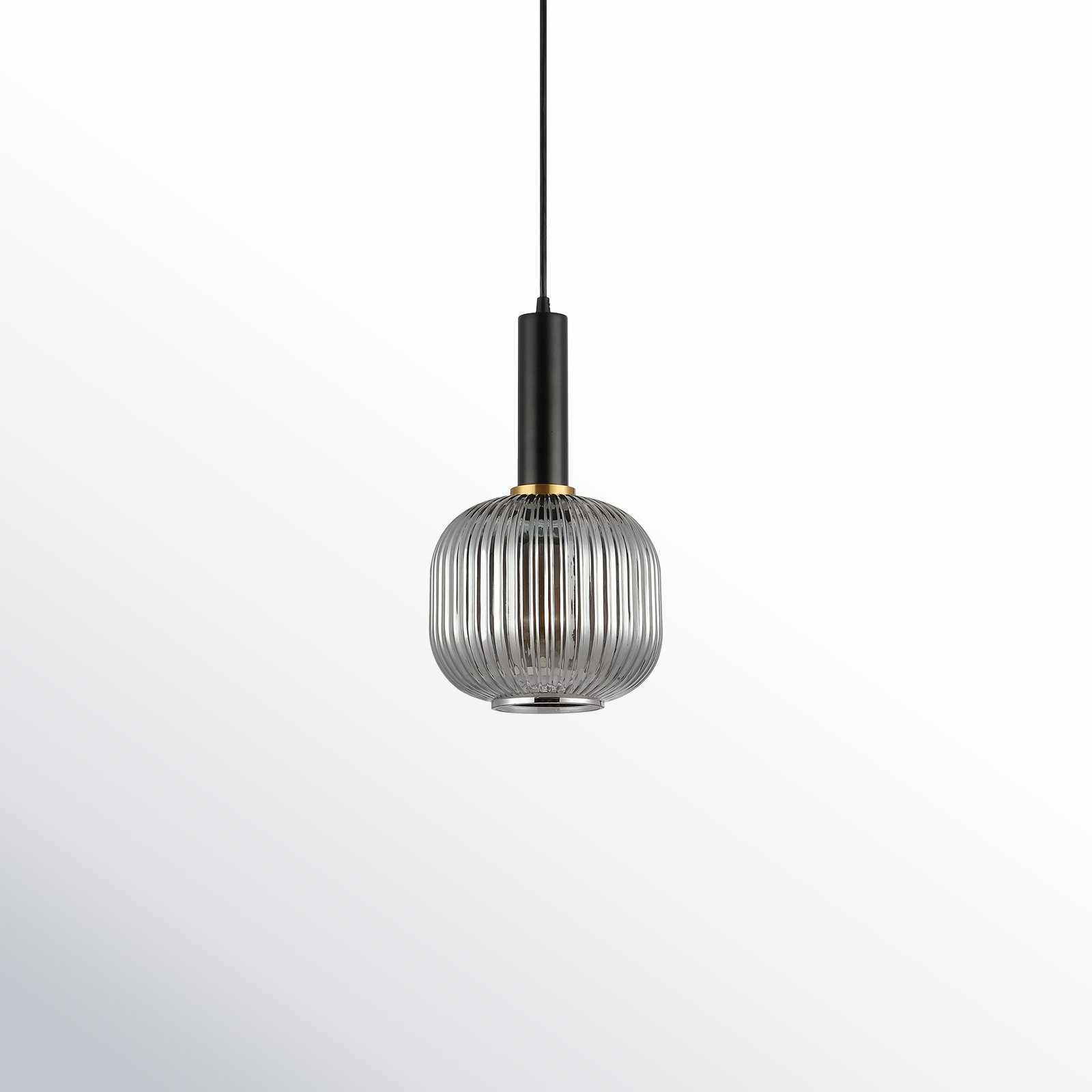 Kumi Single Light Ribbed Glass Dimmable Pendant