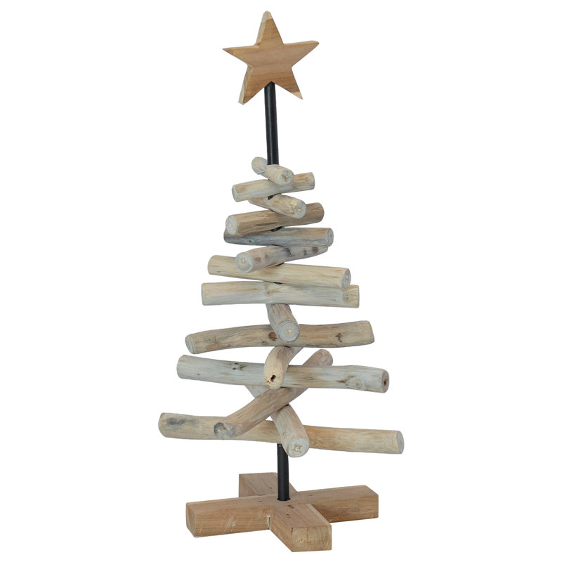 vidaXL Christmas Tree with Stand Brown Solid teak wood, 60cm H