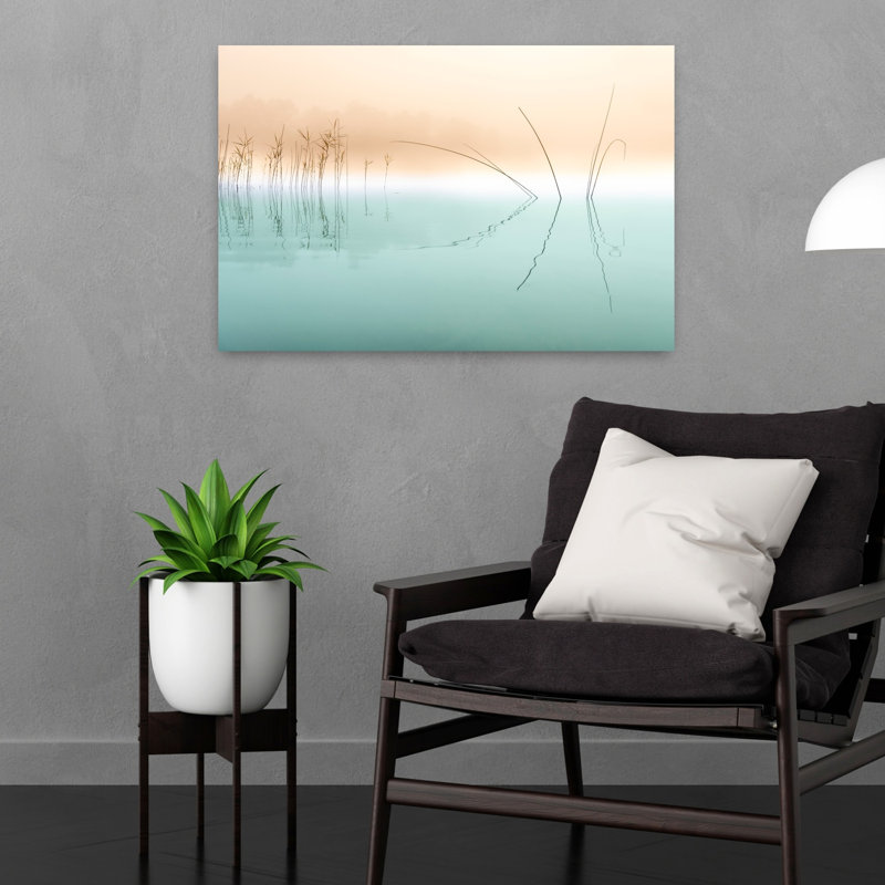 Art mural mural nature éthéré, paysage pacifique minimaliste, H 16 po x l 24 po