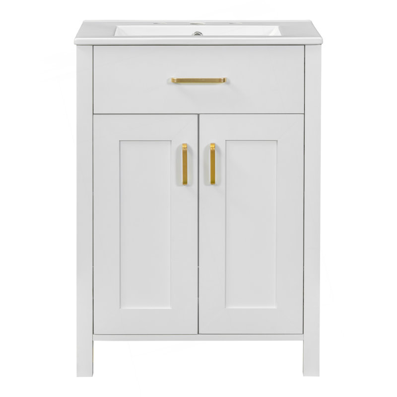 Meuble-lavabo luxueux avec lavabo en céramique et beaucoup de rangement
