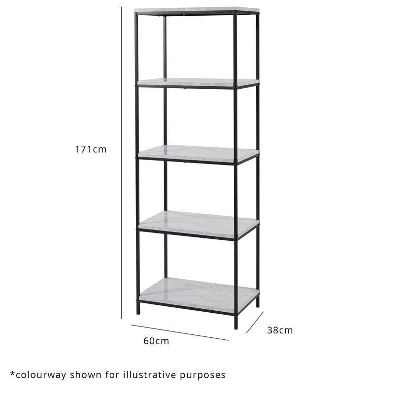 Kalyssa 171cm H x 60cm W Steel Etagere Bookcase, Gold/White
