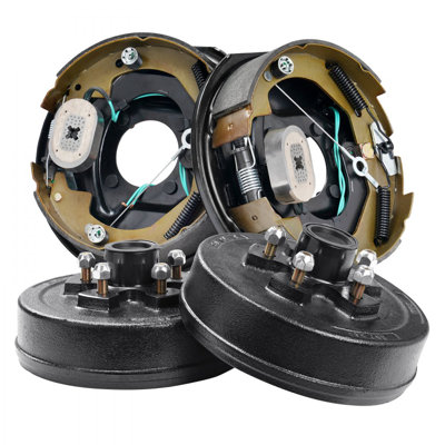 Trailer Hub Drum Kits 5 on 4.5" B.C. with 10" x 2-1/4" Electric Brakes, Self-Adjusting Trailer Brake Assembly for 3500 lbs Axle, 4-Hole Mounting, Backing Plates for Brake System Part Replacement
