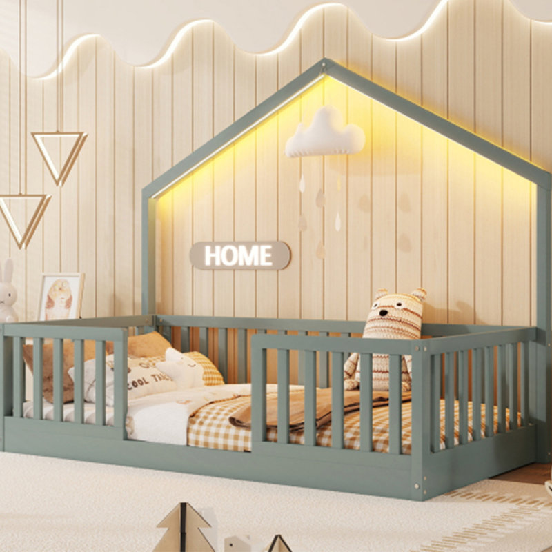 Lit sur pied Montessori, Lit simple, Gris