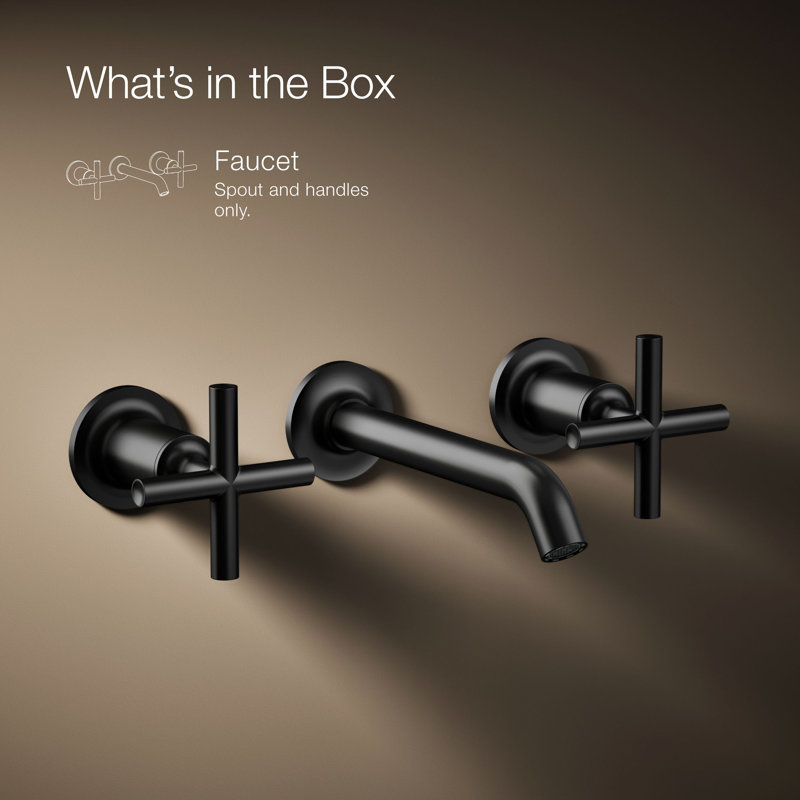 Purist® Wall-Mounted Bathroom Faucet, Matte Black, Cross Handle