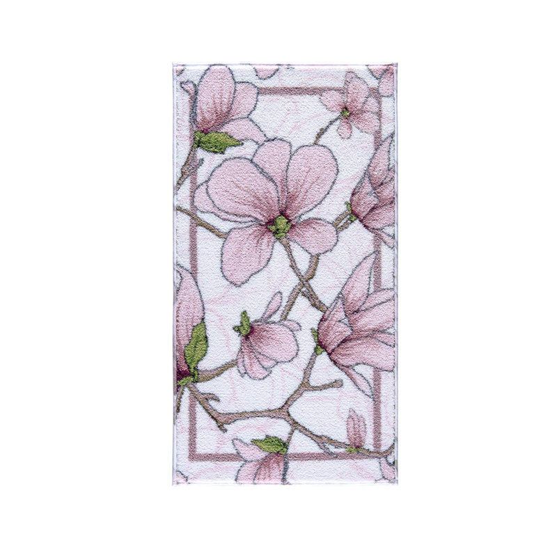 Tapis de bain Luci, Blanc / rose / vert