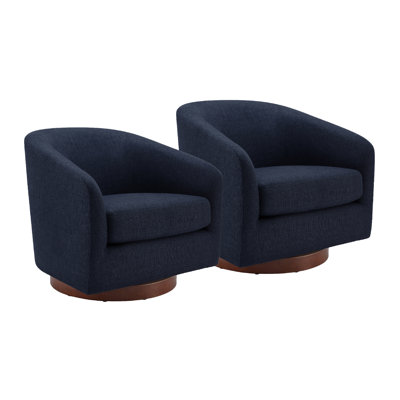 Bennett Linen Swivel Barrel Chair