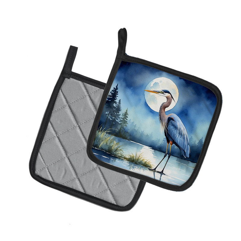 Paire de poignées Blue Heron Under the Moonlight