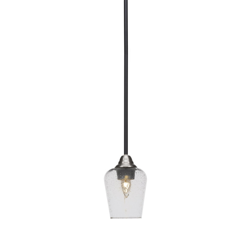 Mini-luminaire suspendu 1 lumière Achen, Nickel brossé / noir