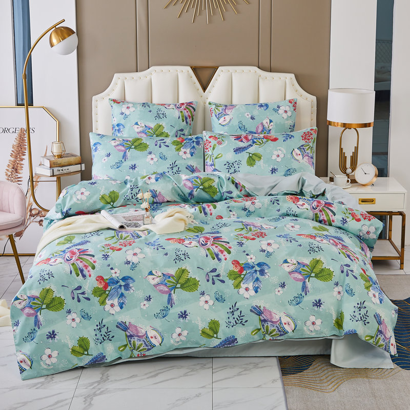  Ensemble de housse de couette 100% coton 800TC 800TC, 3 pièces, ensemble de literie Shabby Chic à motif de fleur de jardin, motif botanique esthétique