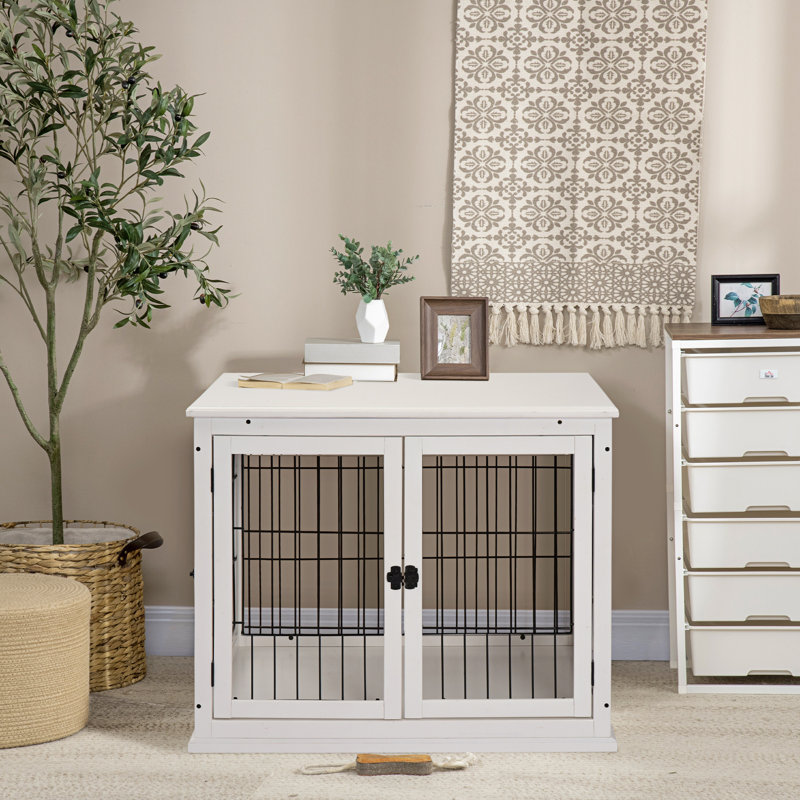 Meuble de caisse pour chien Pawhut, Blanc