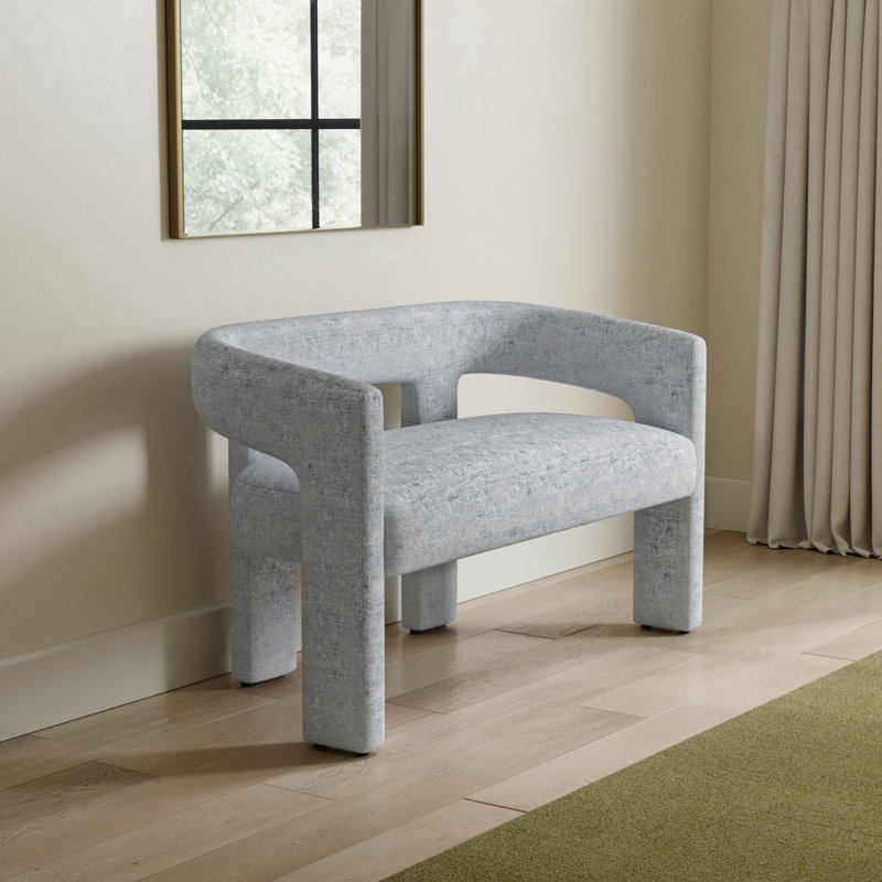 Anouchka Polyester Upholstered Bench, Gwen Blue Microsuede