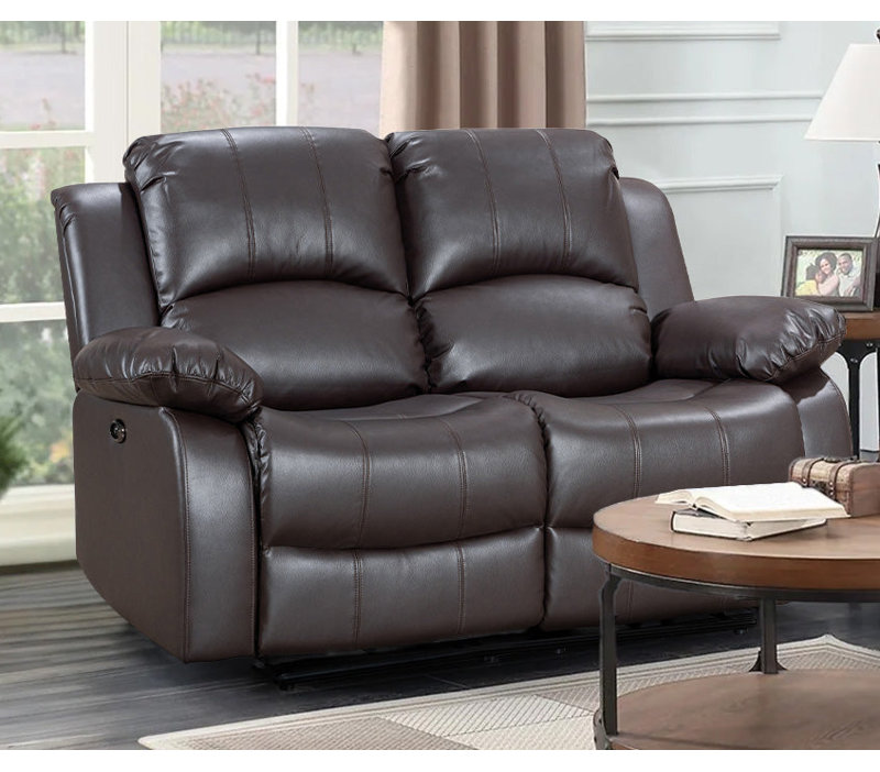 Lowell 157cm Faux Leather Reclining Loveseat, Lowell Brown Faux Leather , 2