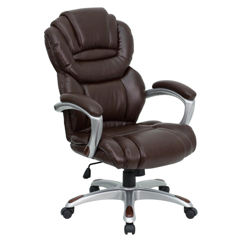  Fauteuil de bureau ergonomique pivotant à haut dossier avec siège superposé, Brun