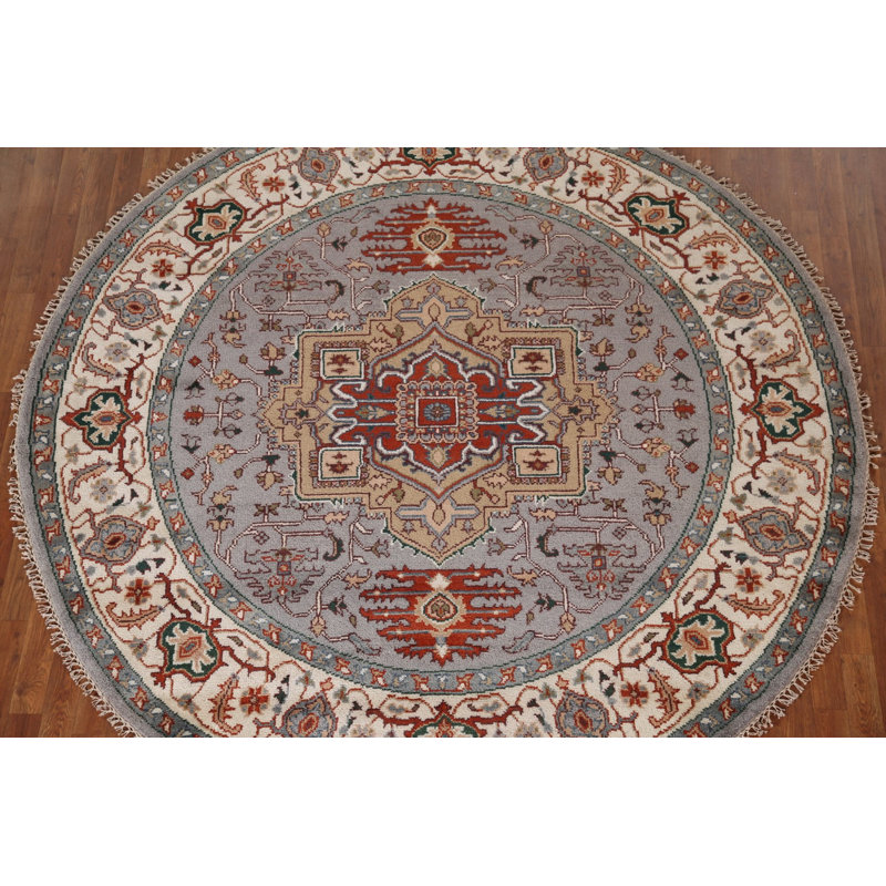 Geometric Traditional  Indian Round Rug 8x8