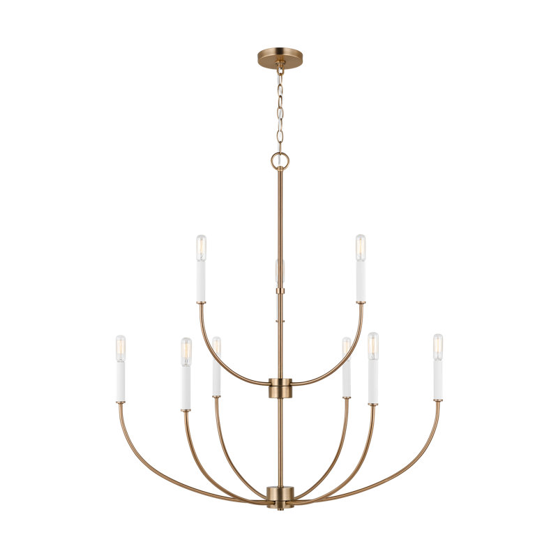 Lustre à neuf lumières Kendrey, Laiton satiné