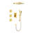 1-Spray 11.8 In. Wall-Mounted Dual Fixed And Handheld Shower Head 2.5 GPM With Slide Bar, Body-Sprays In Brushed Gold