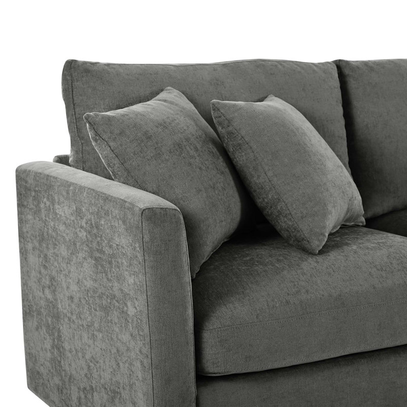 Canapé modulaire en chenille avec méridienne incurvée
