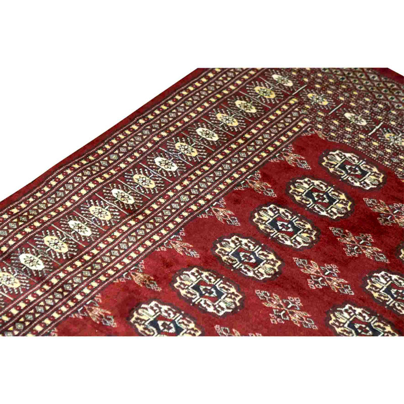 Hand Knotted Wool Area Rug in Red