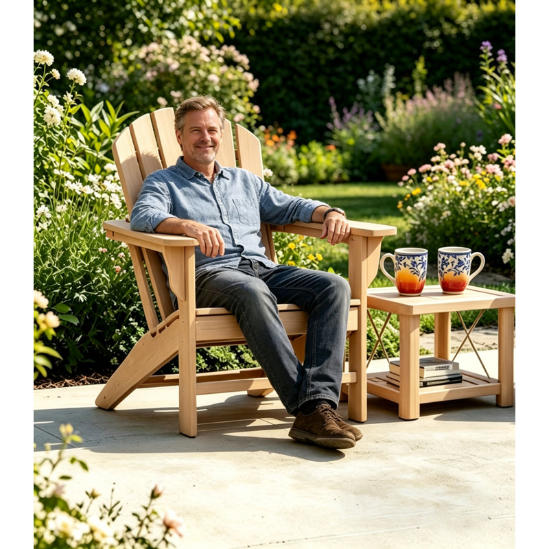 Makowski Outdoor Adirondack Chair, Beige