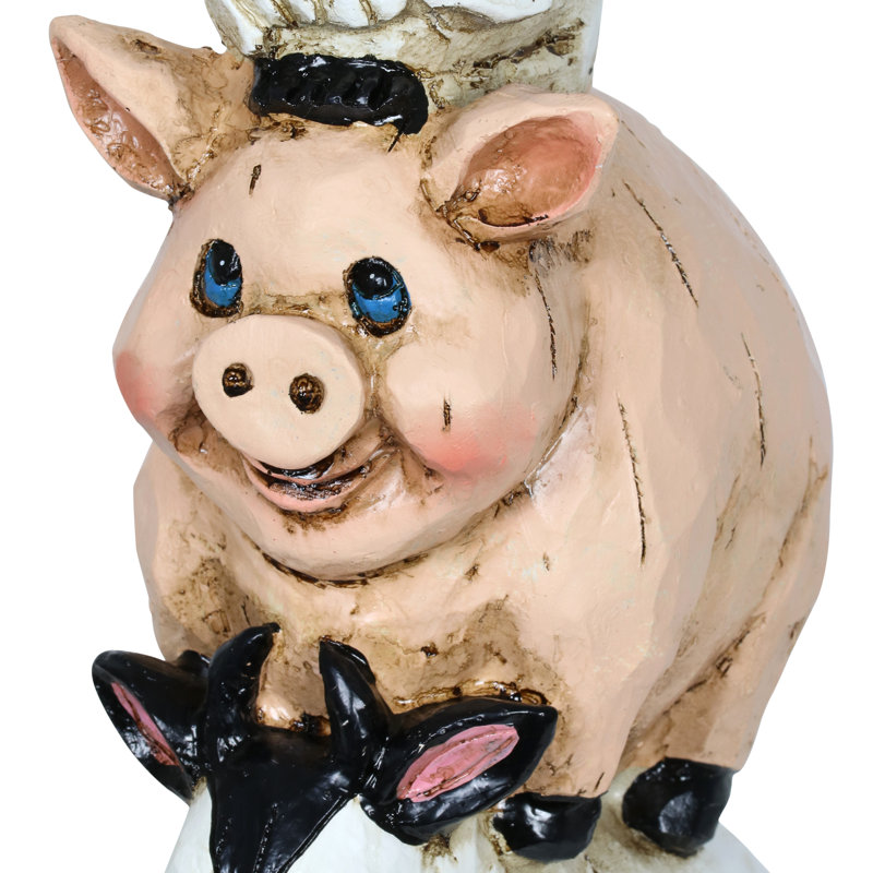 Solar Stacked Farm Animals Resin Garden Statue with LED Light
