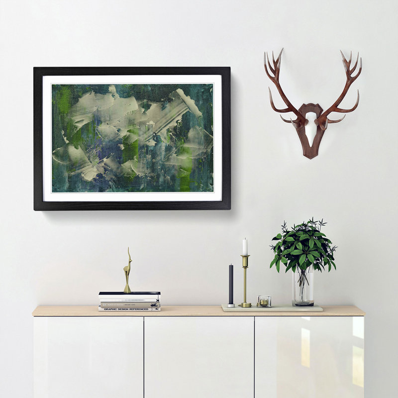 Abstract Art Painting Vol.162 by S.Johnson - Picture Frame Painting Print, 27cm H x 36cm W x 2cm D, Black Framed