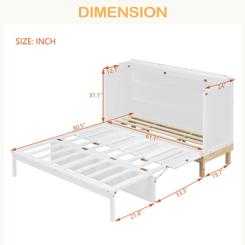 Queen Size Murphy Bed, White