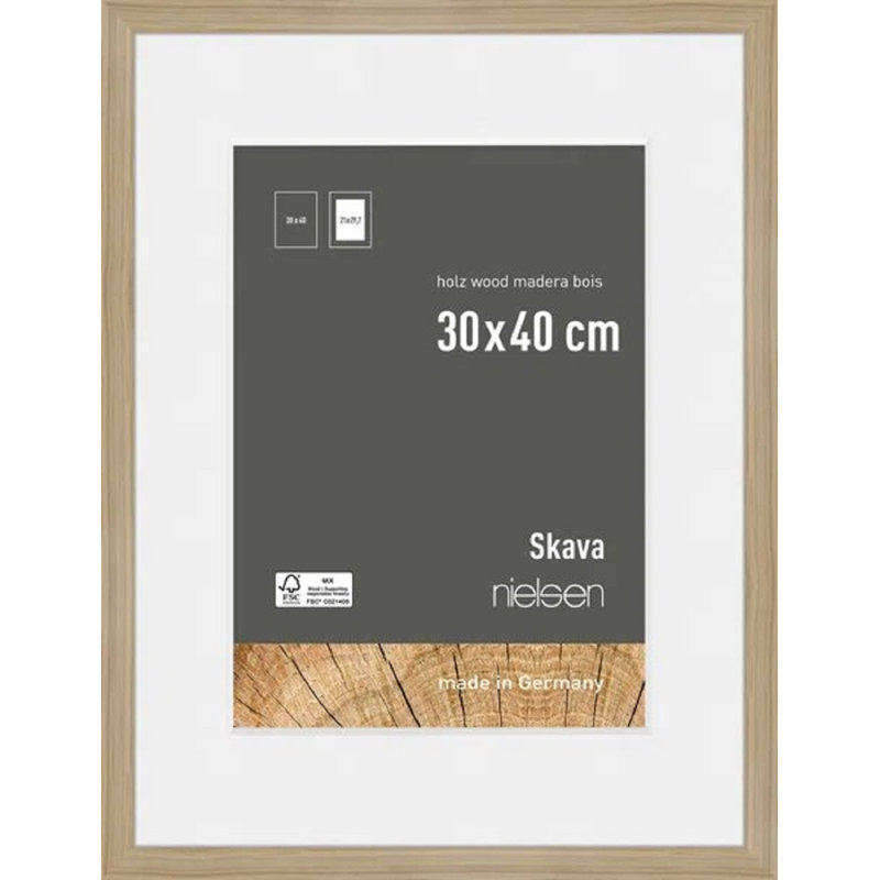 nielsen Skava Wooden Picture Frame, Oak, 40cm H x 30cm W x 2cm D