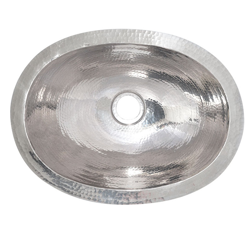 Baby Classic Copper Oval Undermount Bathroom Sink, Polished Nickel