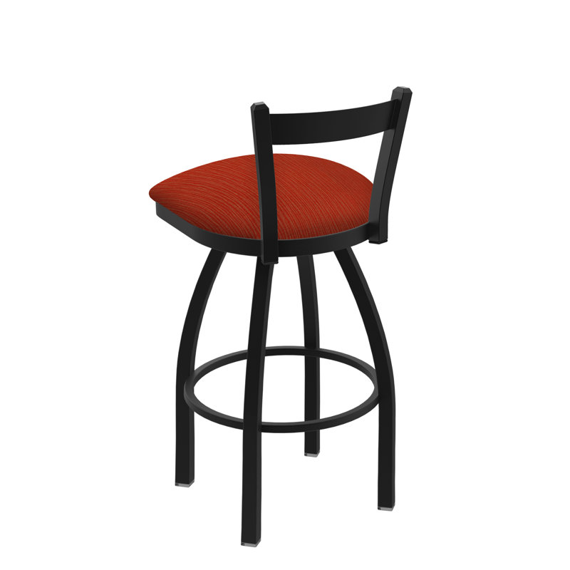 821 Catalina Low Back Swivel Bar Stool, Black Wrinkle, Counter Stool (25" Seat Height), Graph Poppy