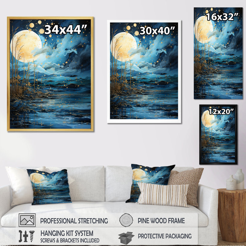 «Varda Teal Yellow Ocean Serenade Pastoral VI», reproduction d'art sur toile, H 20 po x l 12 po x P 1 po, Toile tendue