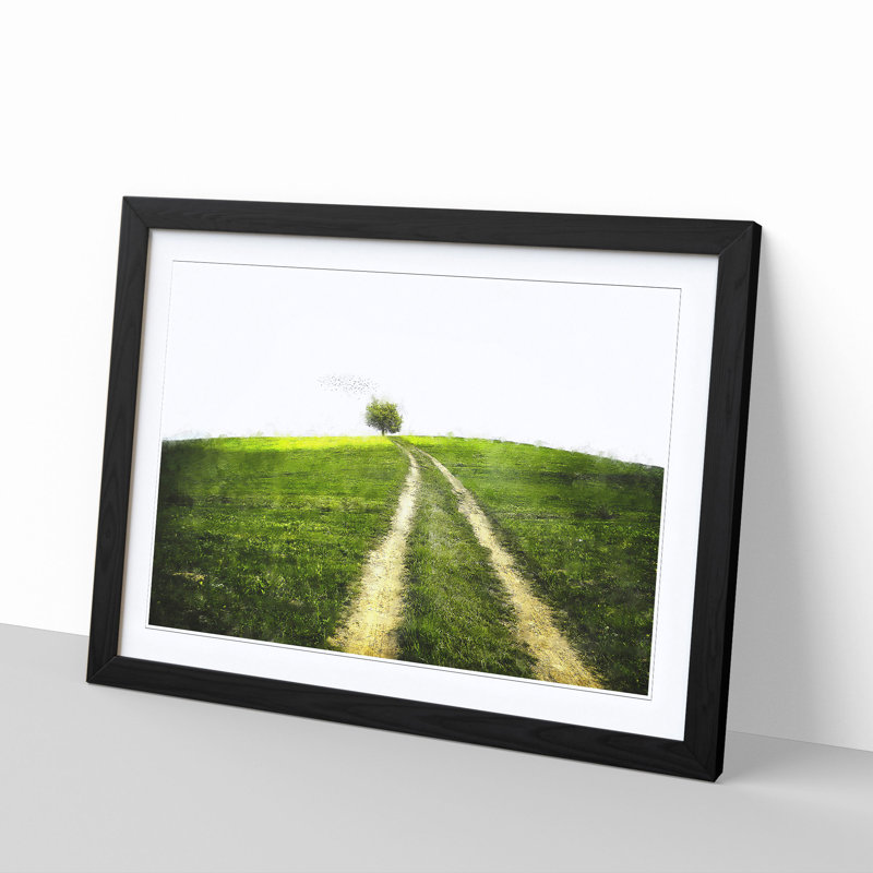 Path to a Lone Tree 1 Piece Single Picture Frame Wall Art on MDF, 24cm H x 33cm W x 2cm D, Black