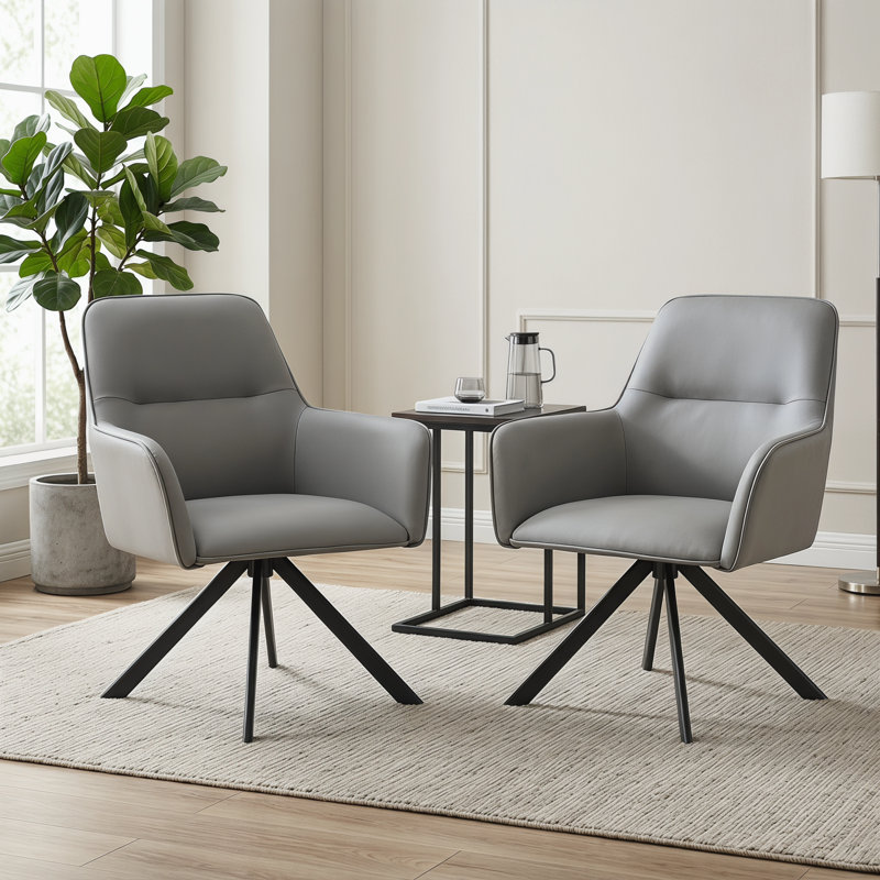Simple Solid   Dining Chair with Armrests, Gray