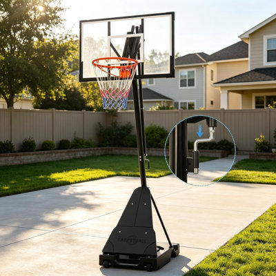 Portable Basketball Hoop with 44"W Backboard Outdoor, Adjustable Height Basketball Goal System