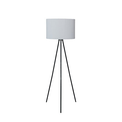 Lampe sur pied en métal avec abat-jour en jute