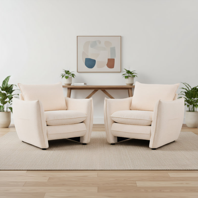 Très grand fauteuil d'appoint en tissu chenille (ensemble de 2, beige), Beige