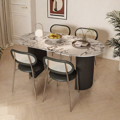 Durable Rock Panel Dining Table with Roman Legs