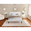 Ensemble de chambre à coucher 2 pièces - Lit double capitonné - Tête de lit tapissier en tissu de velours blanc lin et table de chevet au fini crème au beurre brossé-879351933-879351923