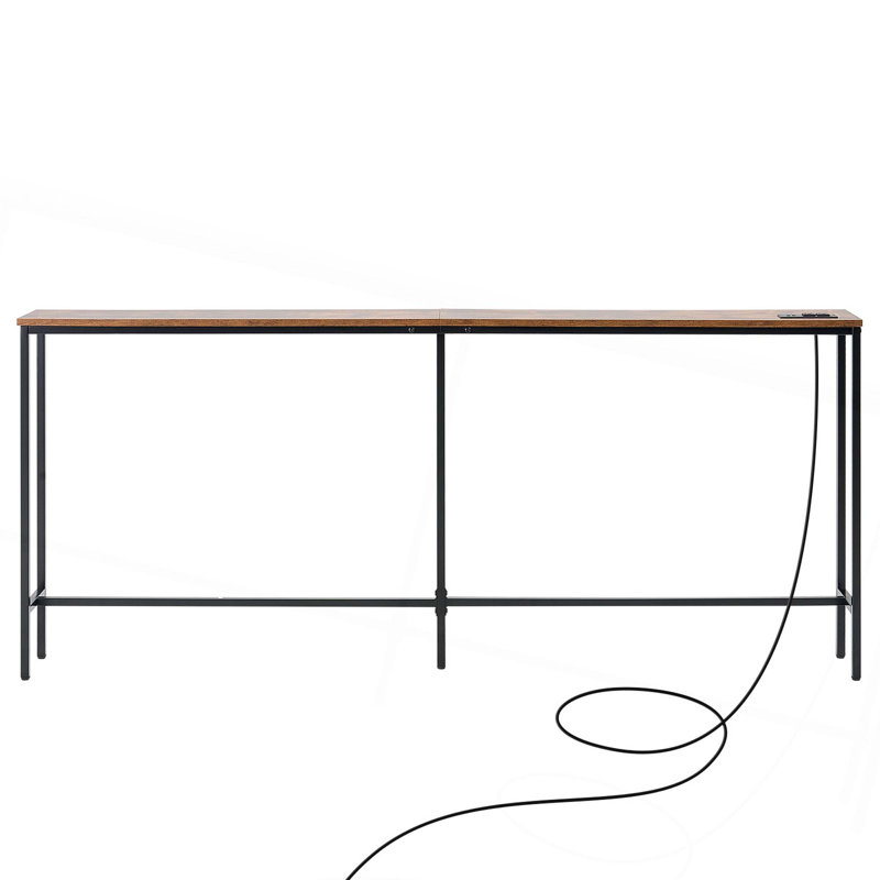 Console de 70,9 po pour entrée étroite avec prises de courant et structure en métal pour l'entrée, le couloir et le salon