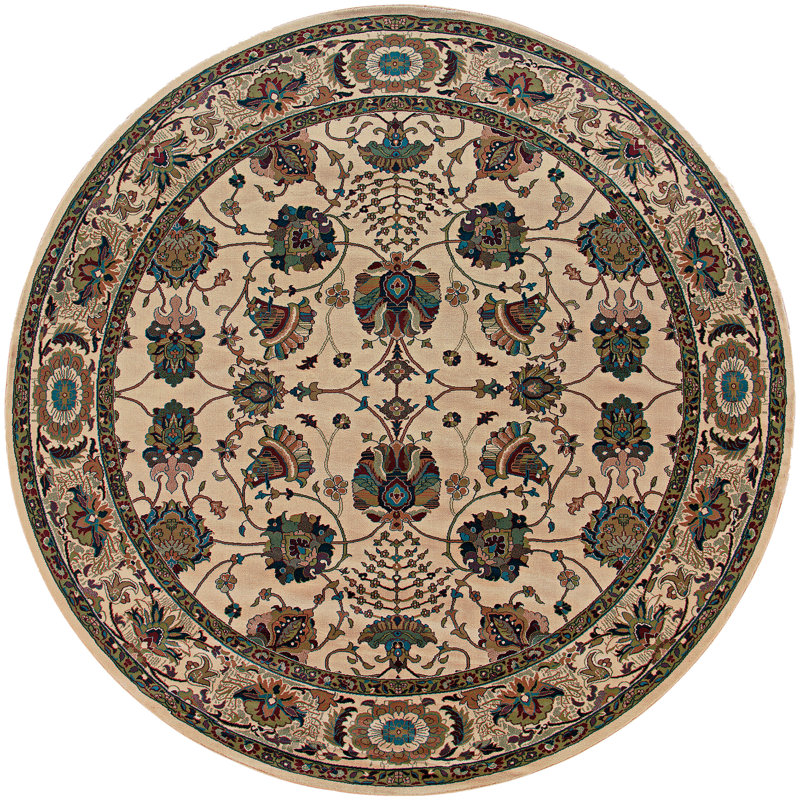 Tapis oriental brun / ivoire Shelburne, Rond 8 pi
