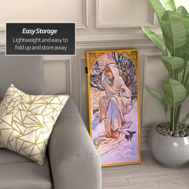 71" x 51.66" Tall Double Sided Four Seasons Canvas 4 Panel Room Divider, 3 ft Tall