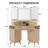 48'' Fluted Makeup Vanity Desk With Hd Triple Mirror And Lights,large Lighted Corner Vanity With Glass Top, Modern Dressing Table With Outlets-1161749622