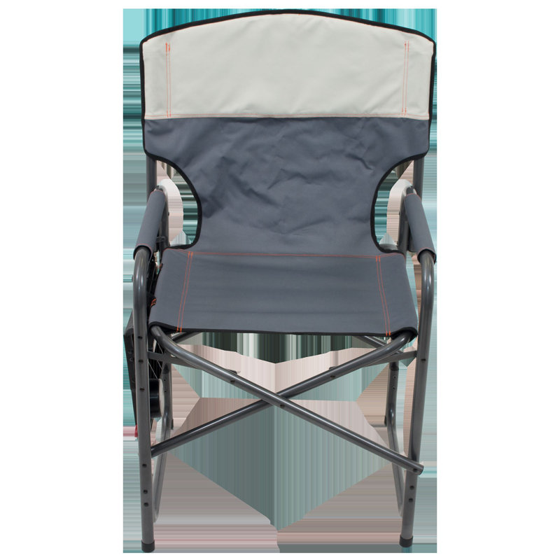 Slate and Putty Steel Frame Director's Camping Chair with Side Table