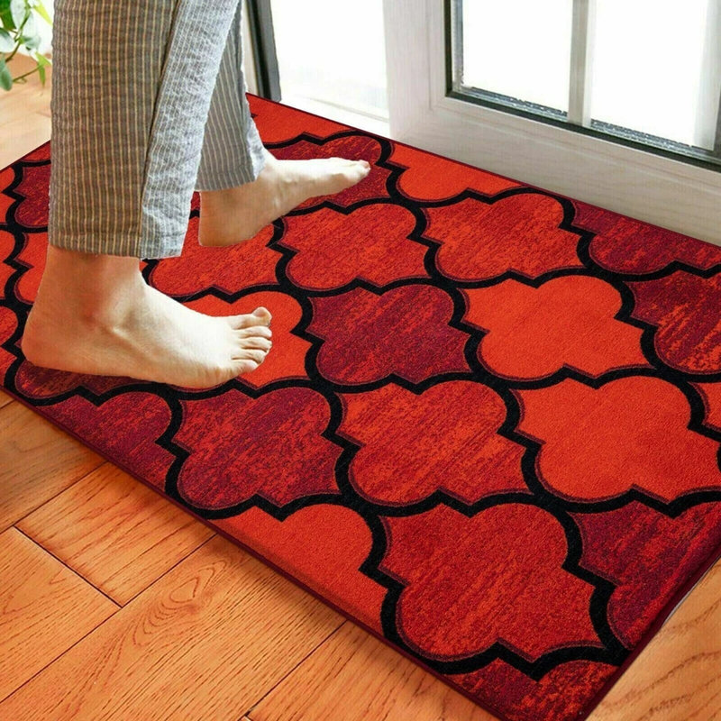 Non Slip  Geometric Door Mat 50x80 cm – Indoor Outdoor Entryway Doormat for Home, Kitchen & Hallway, Red
