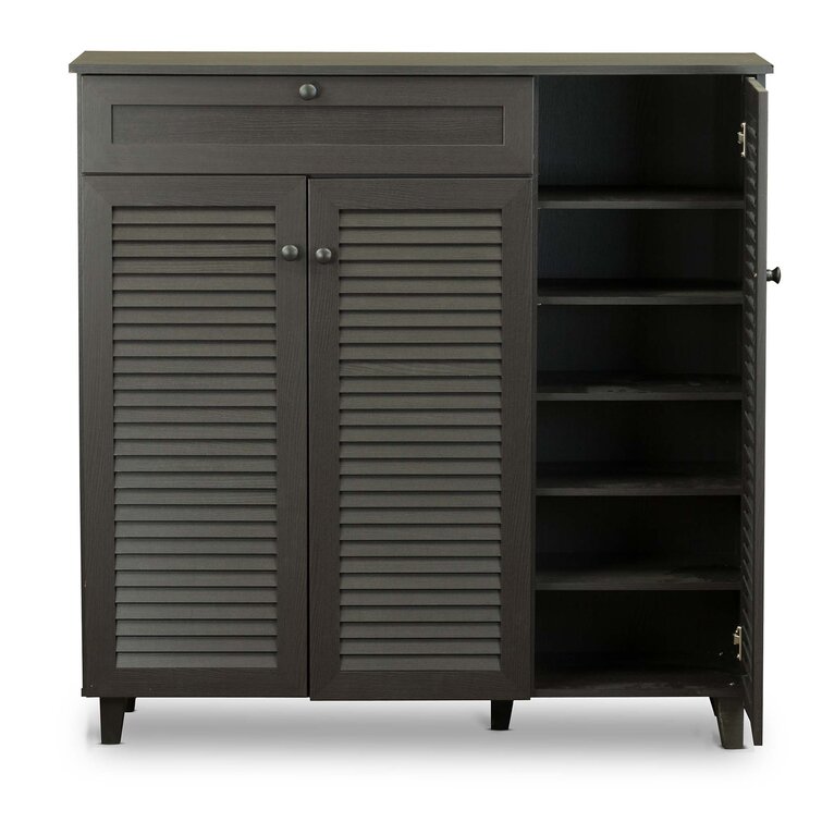 Espresso Tall Shoe Cubbie Cabinet